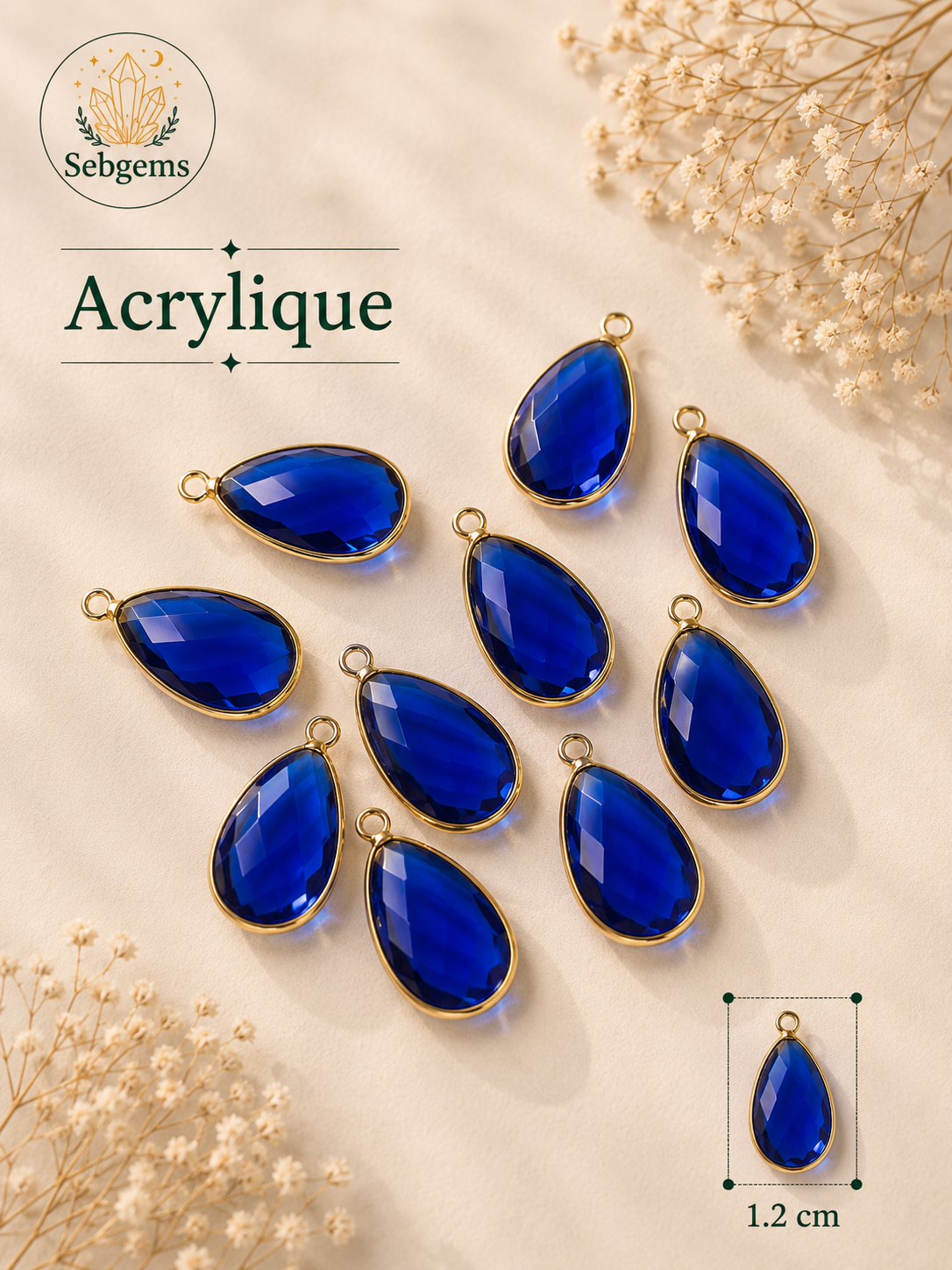 Perles Acrylique - Bleu - Goutte