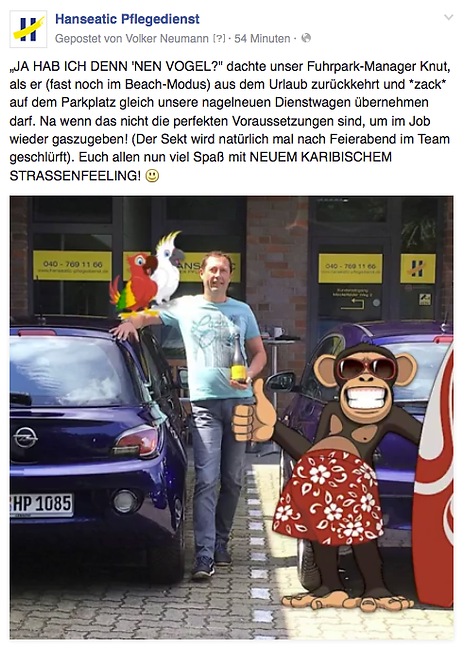 Freier Top Texter Facebook Fanpage Post HANSEATIC PFLEGEDIENST