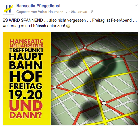 Freier Top Texter Facebook Fanpage Post HANSEATIC PFLEGEDIENST