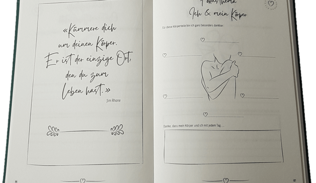 Seite aus dankbar – das Tagebuch, die das aktuelle Fokusthema behandelt, mit Impulsen zur Vertiefung und persönlichen Reflexion.