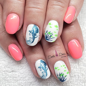 Mermaid nails stamped design