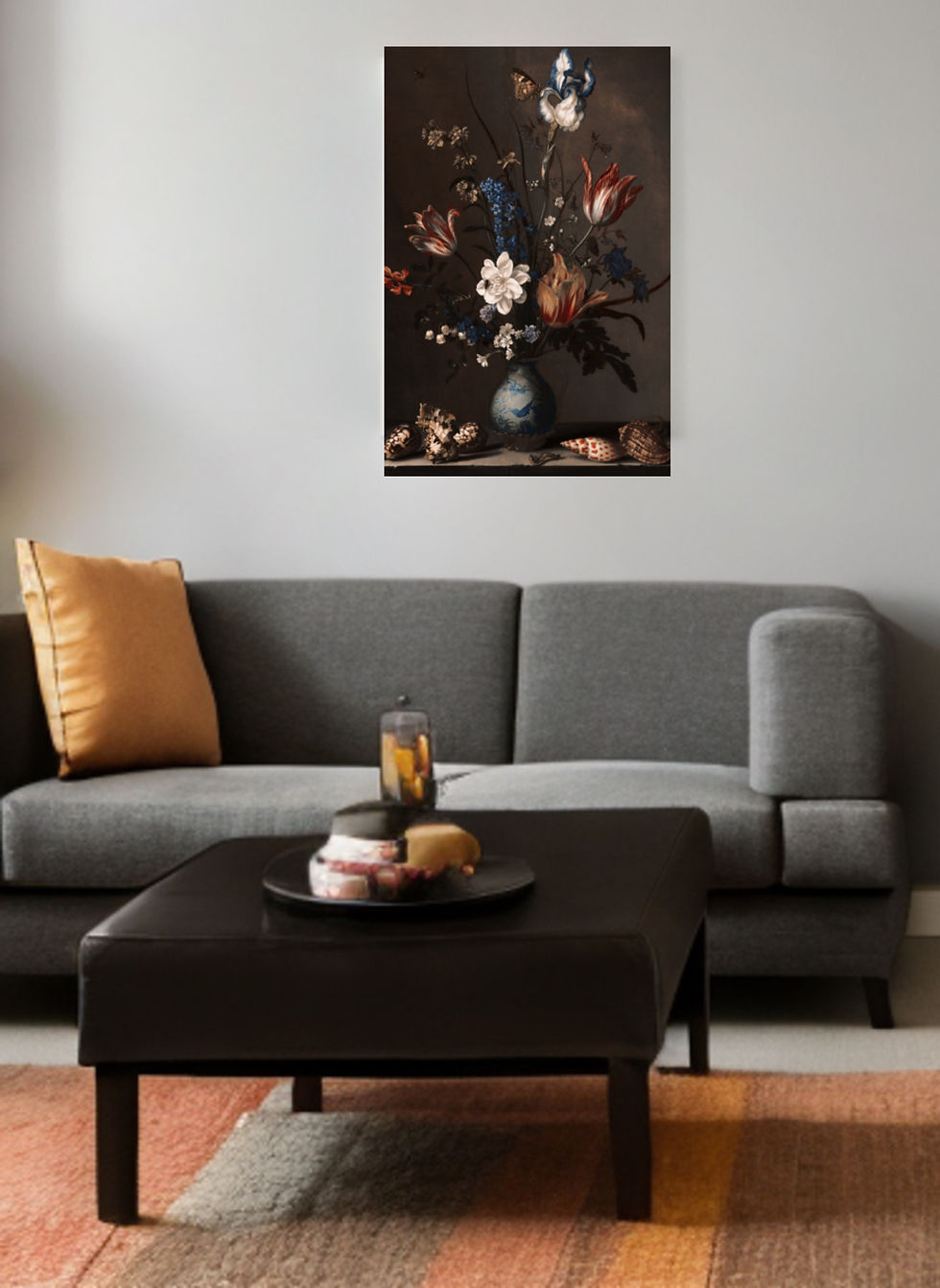 "Transform your living room with our exquisite antique flower photo wall art.