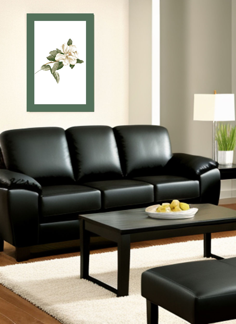 "Transform your living room with our stunning white flower photo wall art.