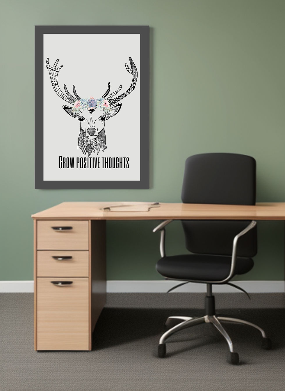 "Transform your study room with captivating deer photo wall art.
