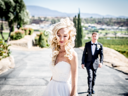 Bride awaits her groom after finishing their romantic photo session