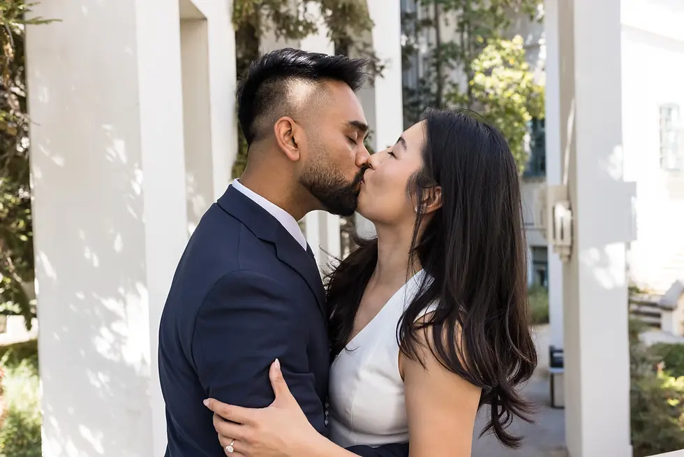 couple kisses after their beverly hills courthouse elopment