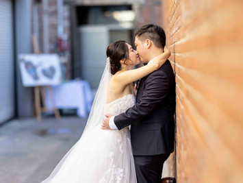 Grey Long Beach wedding korean couple kiss