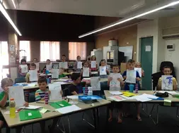 Primary school students drawing cartoons during a Toon Creations school incursion NSW