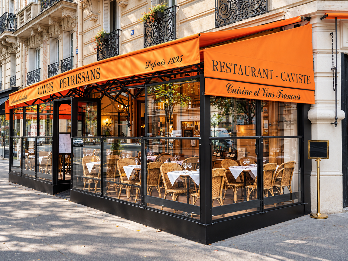 Façade du restaurant Caves Petrissans à Paris rénovée par AAD Architecture