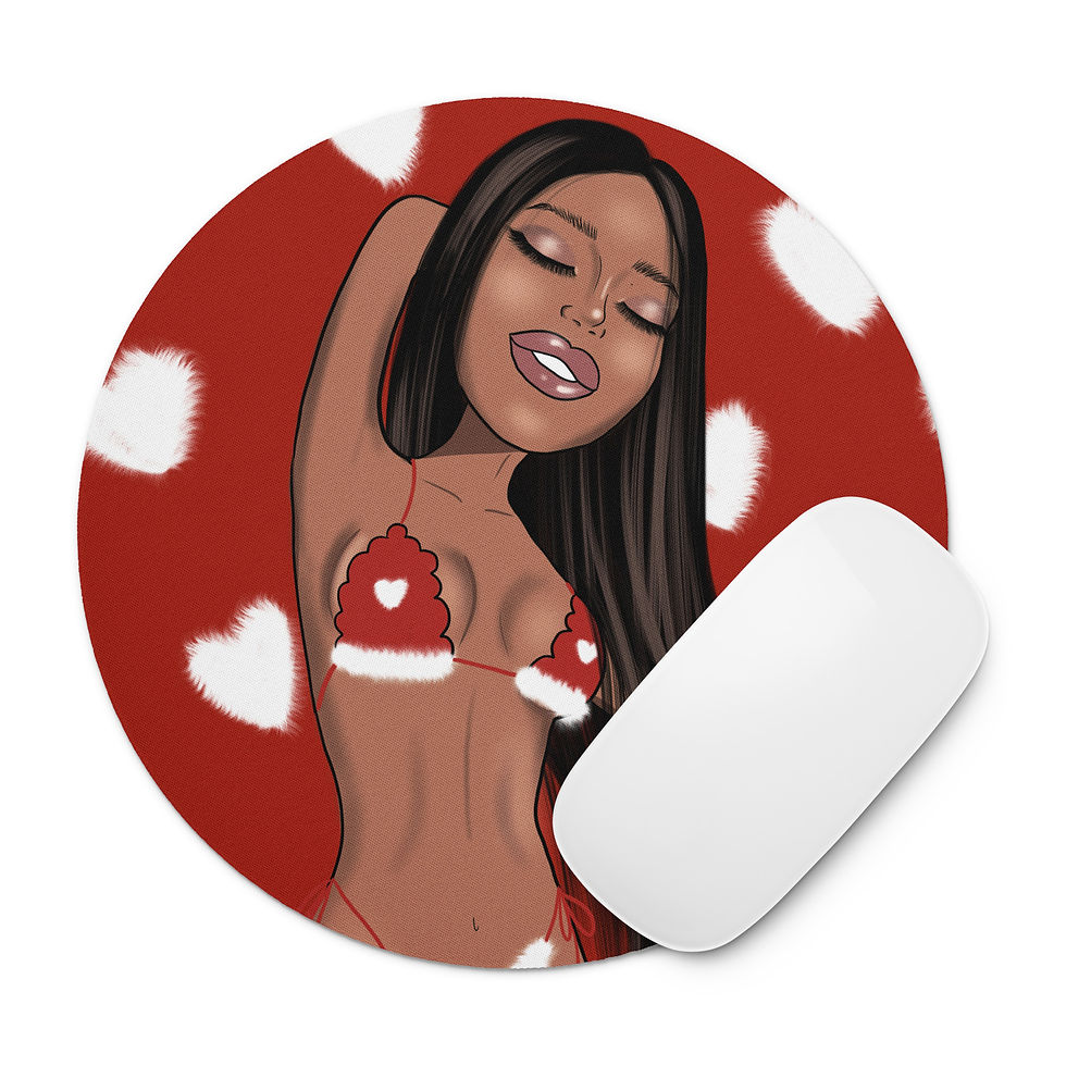 The Santa Baddie Round Mouse Pad