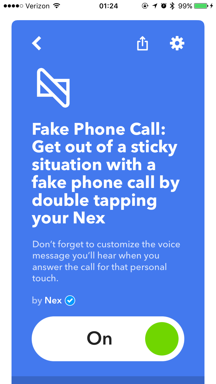 Adding IFTTT hack in the Nex app