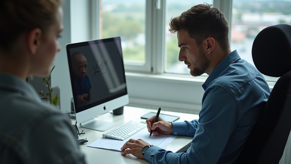 High angle view of a student filling out an application form for aviation training