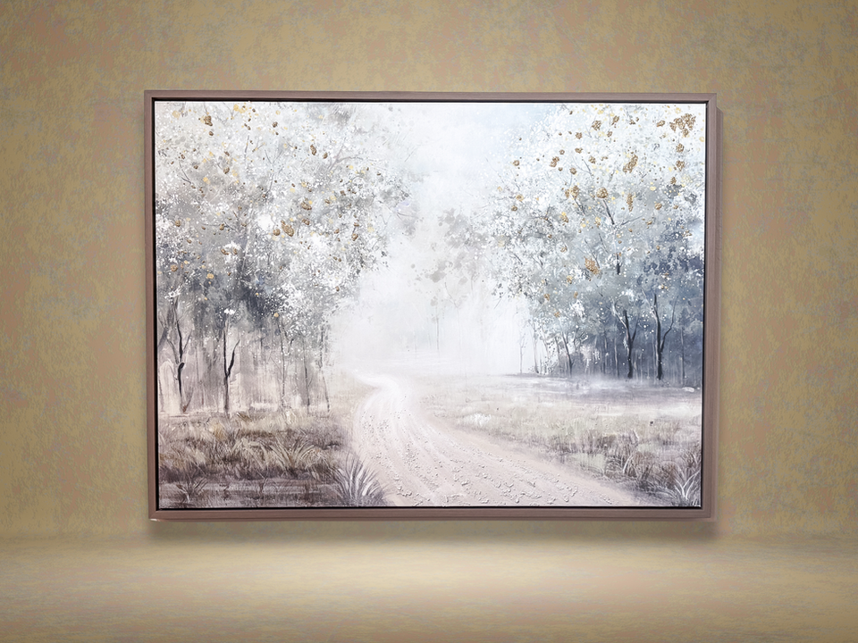 Misty Forest Path with Gold