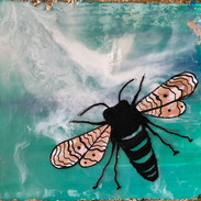 Mini Earth Day Honeybee of Encaustic