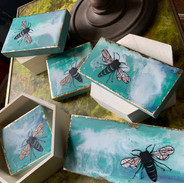 Various Mini Earth Day Honeybees of Encaustic