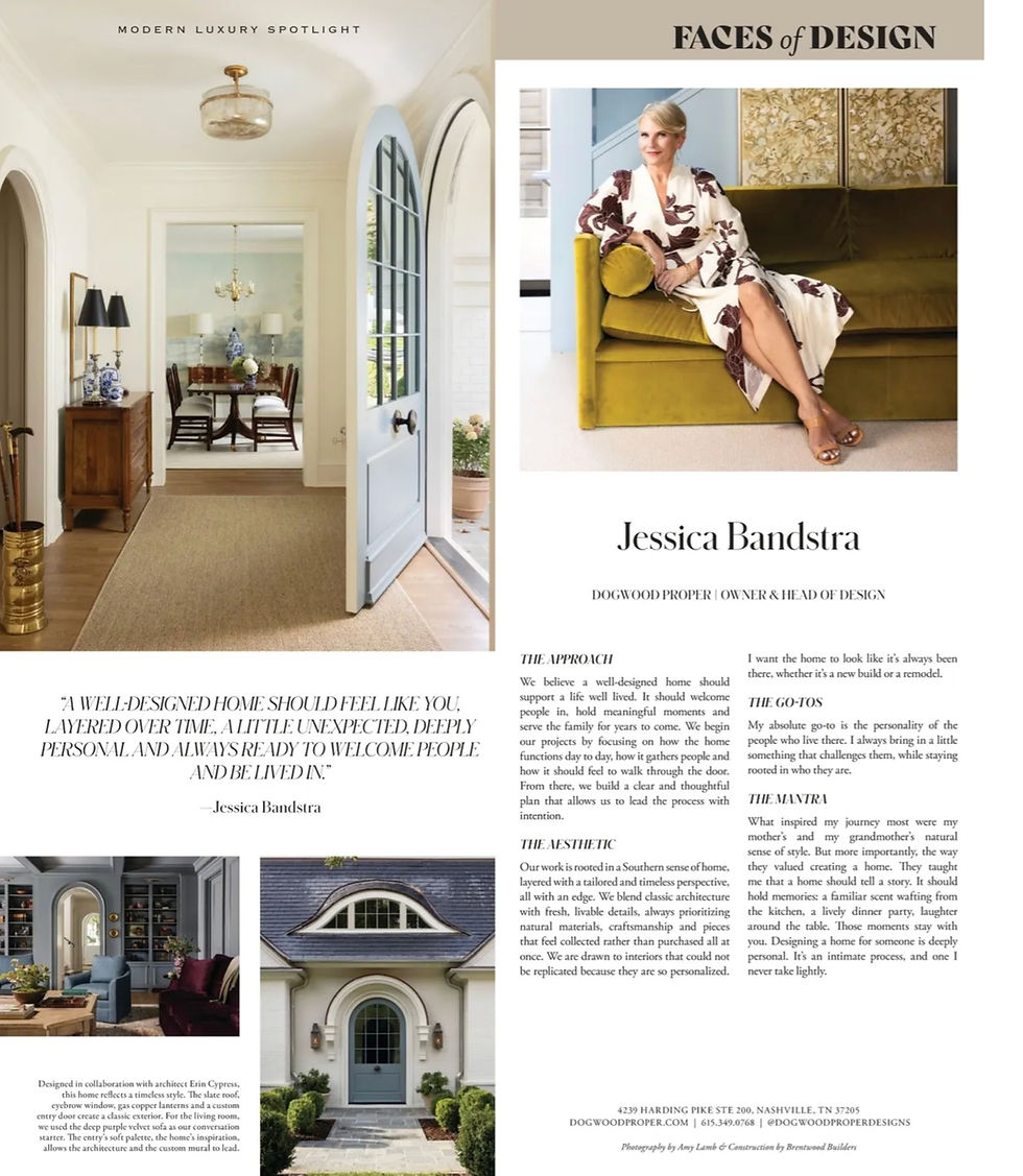 Modern Luxury Nashville Interior Designer Feature - Faces of Design - Dogwood Proper