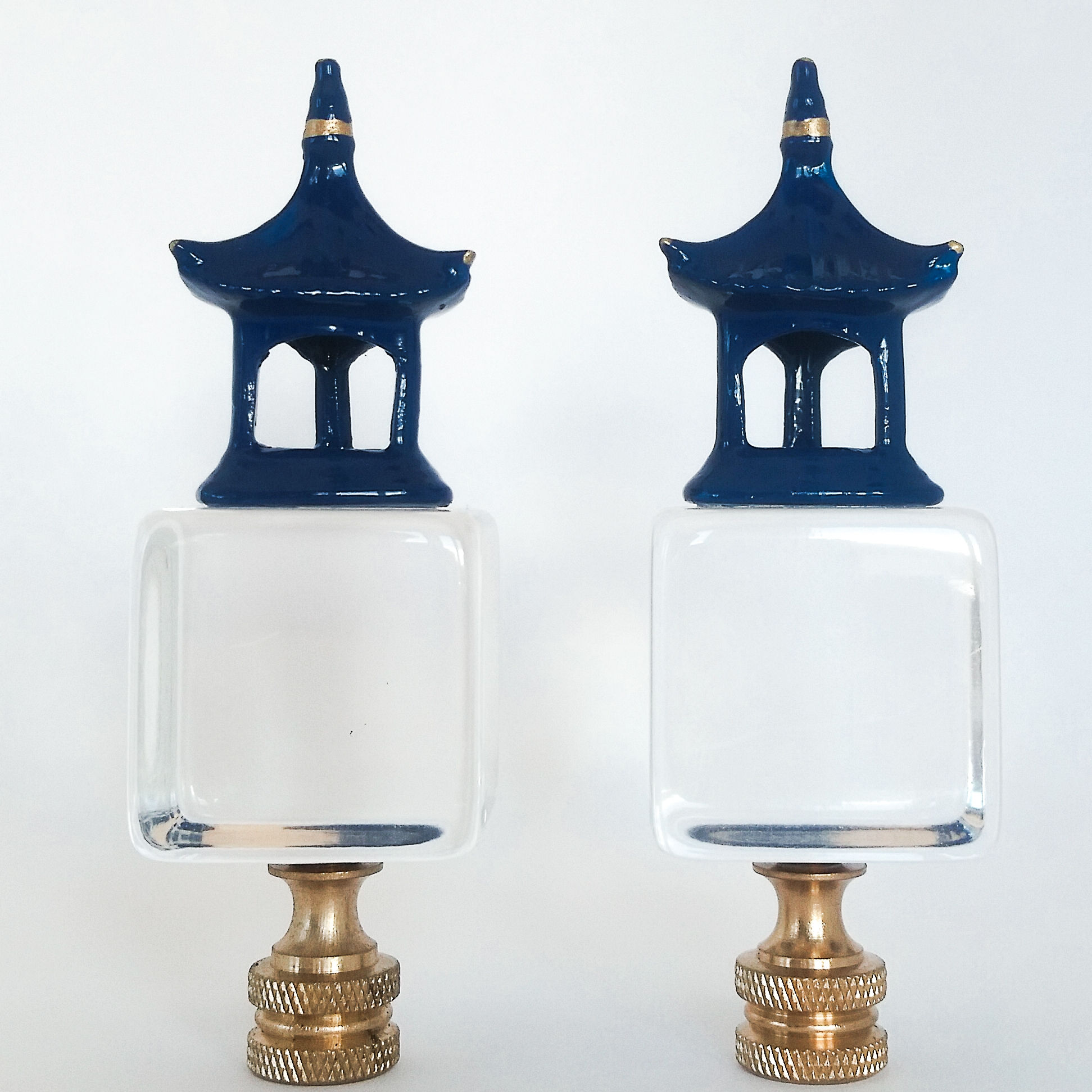 Royal Blue Pagoda Finials on Acrylic Base