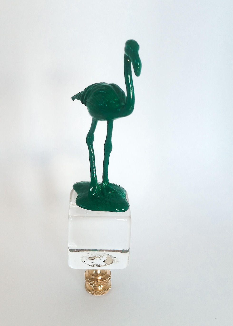 Kelly Green Flamingo on Acrylic Base Finial