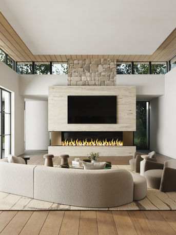 Scottsdale spec home interior design rendering by Britany Simon Design House featuring modern desert architecture and clean lines.