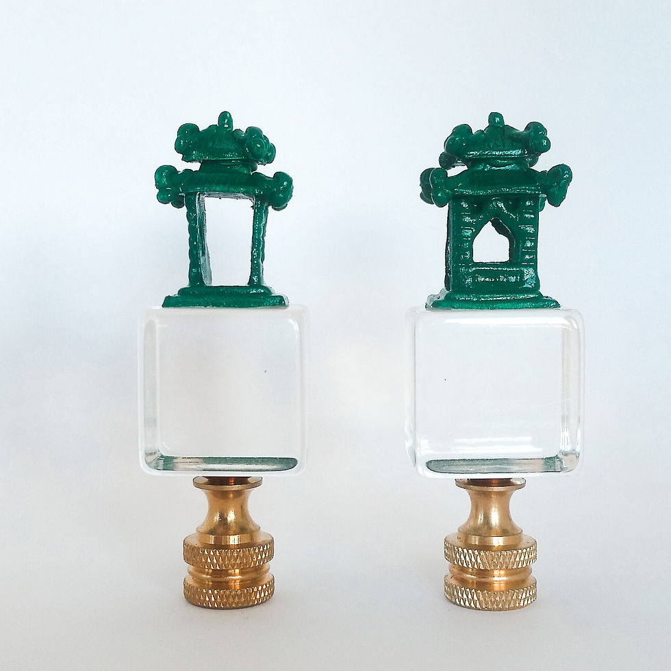 Thumbnail: Kelly Green Square Pagoda Finials on Acrylic Base