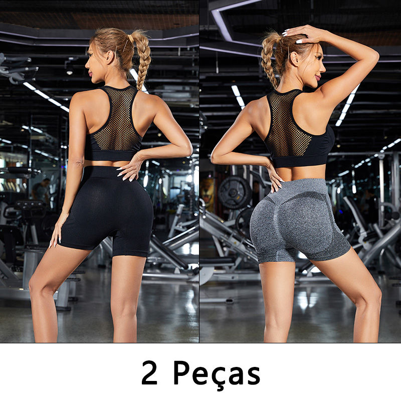 Miniatura: 2 pcs, Women's Sports Shorts, Gym Shorts, Women's Yoga Pants With Tbelly And But