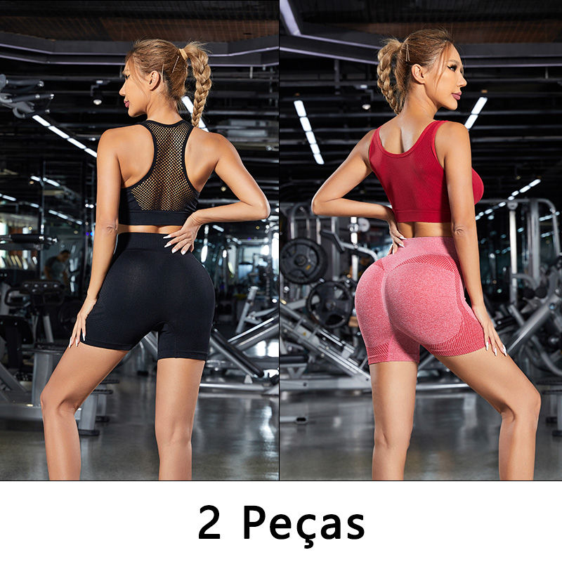 Miniatura: 2 pcs, Women's Sports Shorts, Gym Shorts, Women's Yoga Pants With Tbelly And But