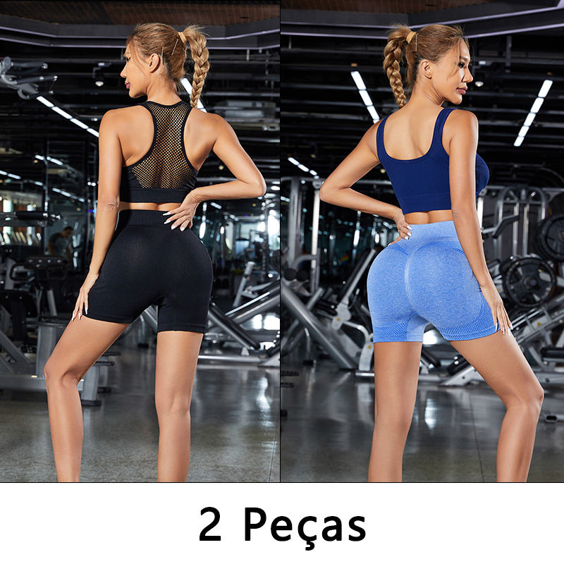 Miniatura: 2 pcs, Women's Sports Shorts, Gym Shorts, Women's Yoga Pants With Tbelly And But