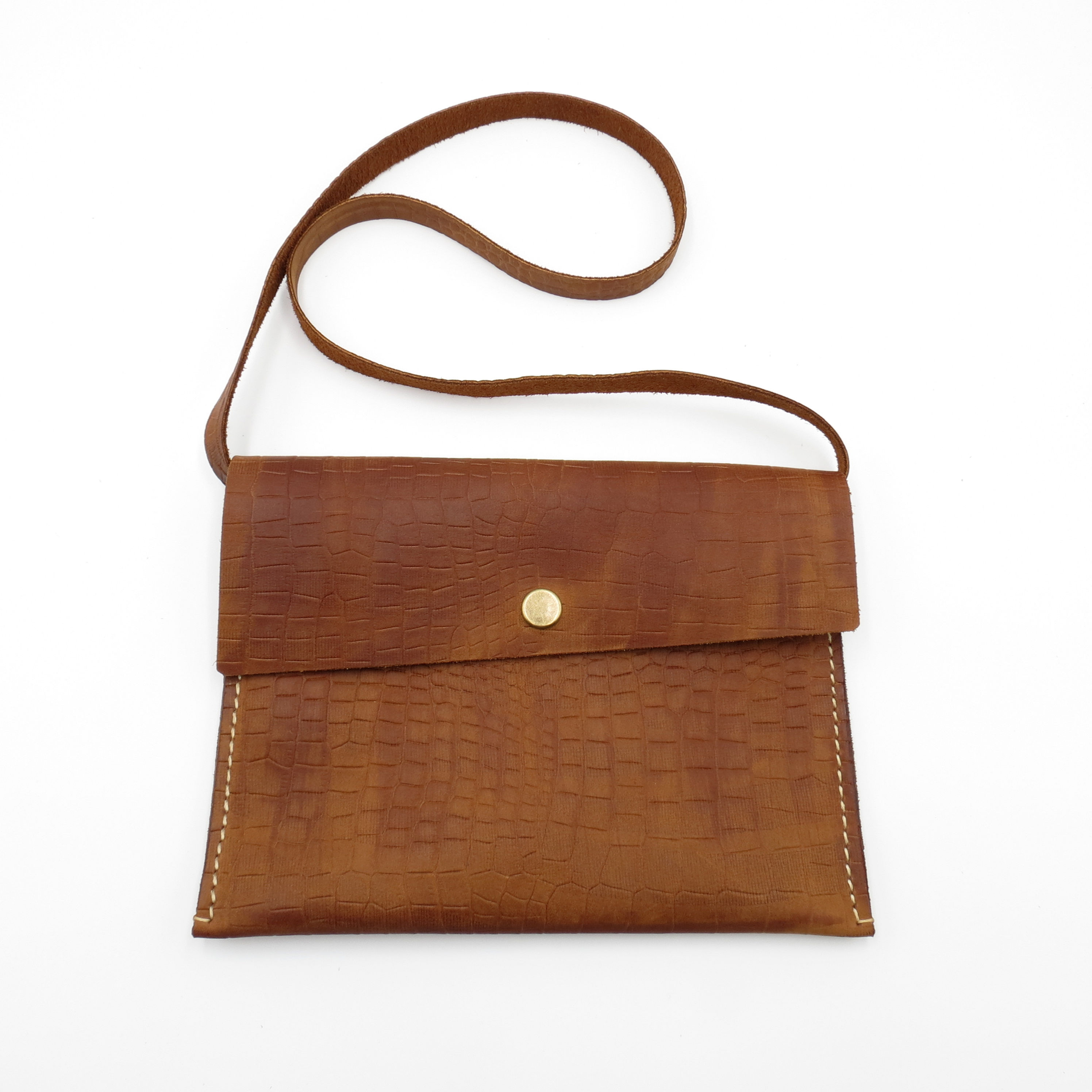 Elegant leren enveloptasje geel (Medium)