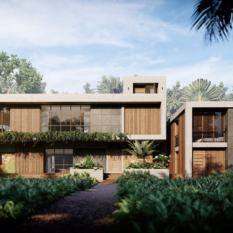 modern render, trees, house render,