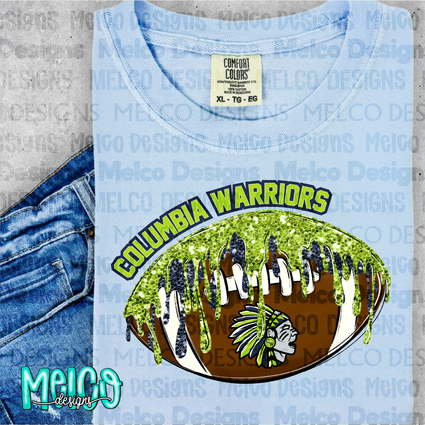 Columbia Warriors Youth Football {Designs 2602} Glitter