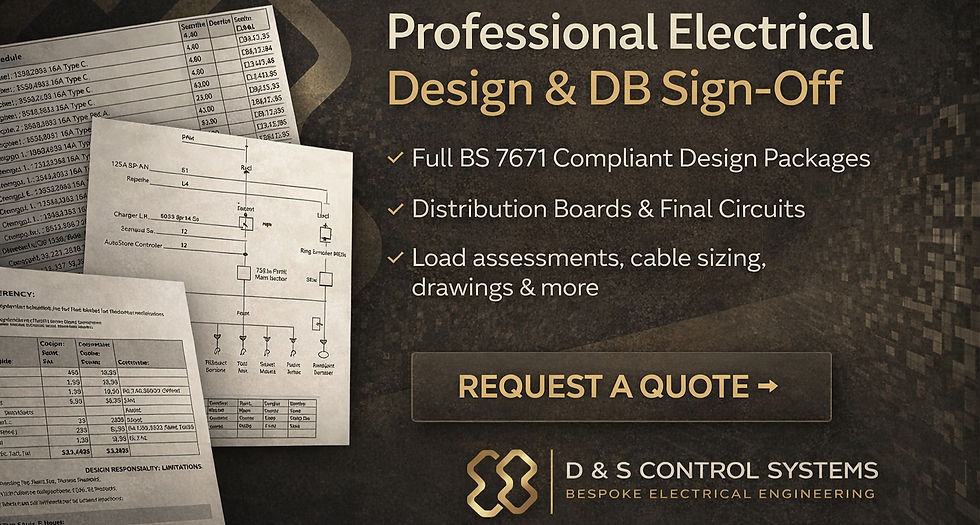 Electrical Distribution Board Design & Electrical Design BS7671 Sign-Off