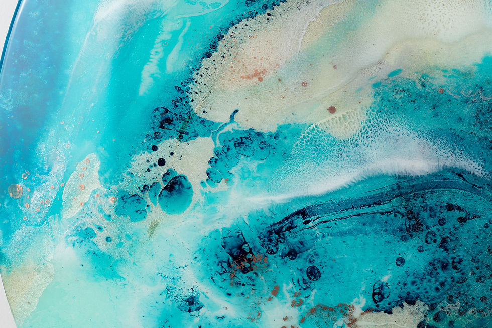 Thumbnail: abstract round resin art seascape cool blues silver