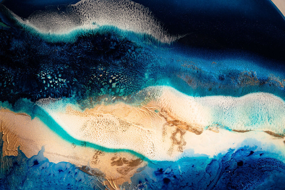 Thumbnail: Circular abstract painting inspired by the sea by Cornwall artist Zee van Gils