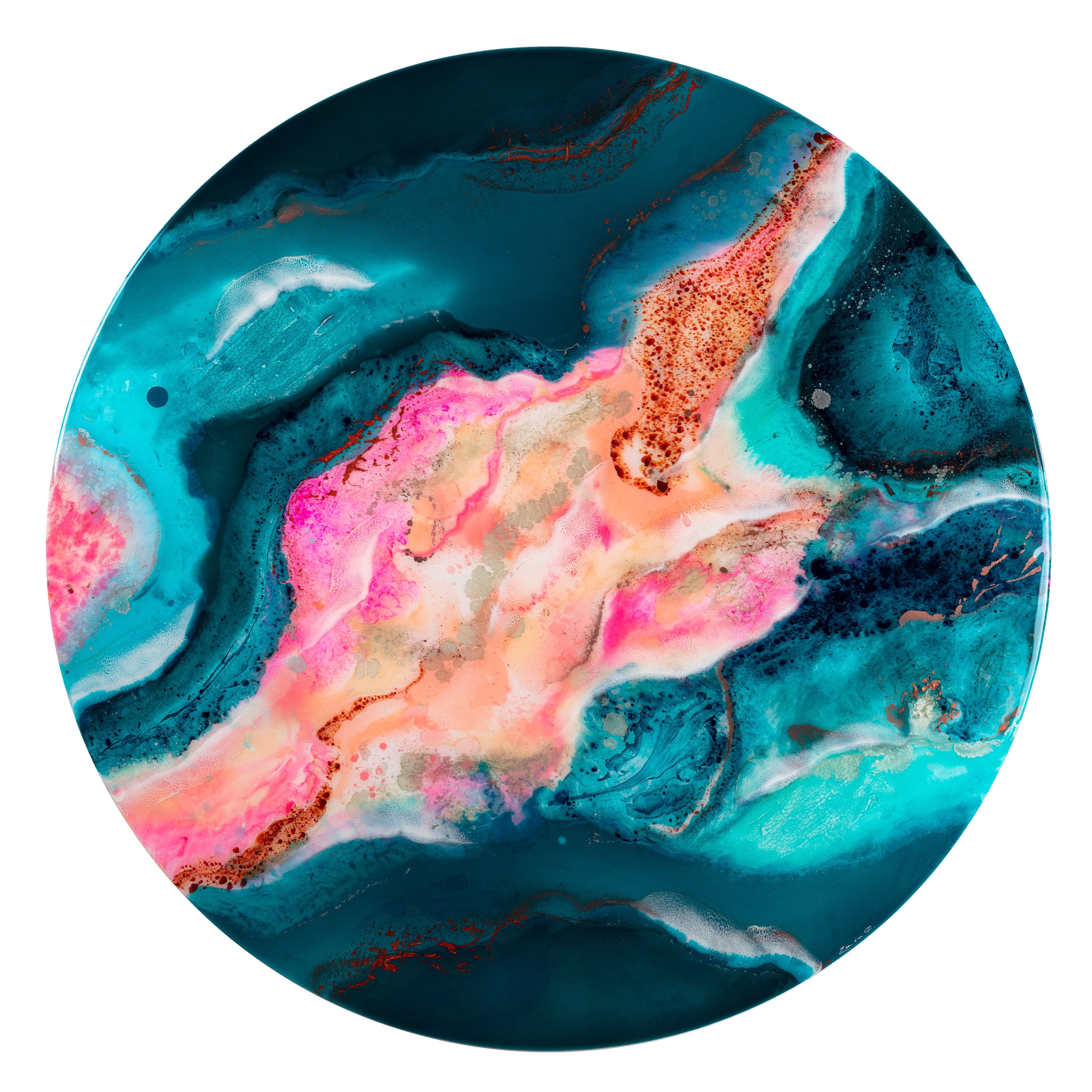 large round wall art resin ocean