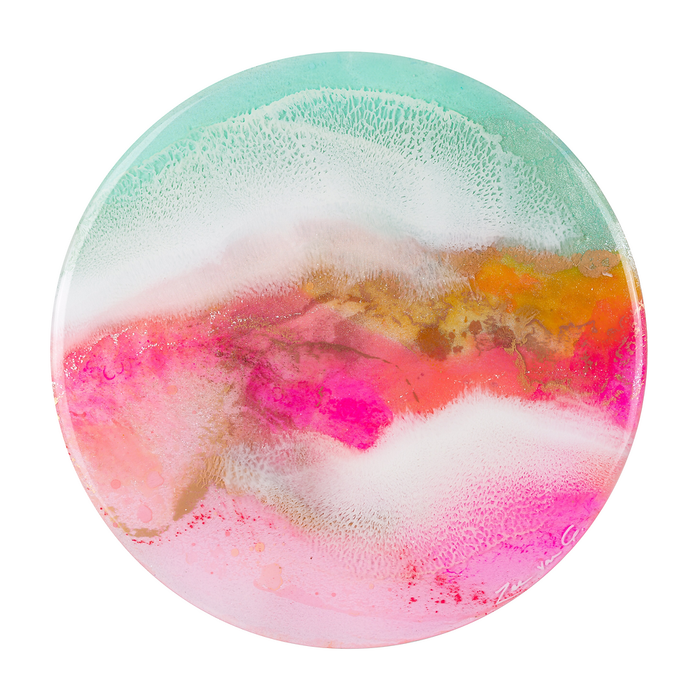 Thumbnail: pastel seascape painting small round resin artwork