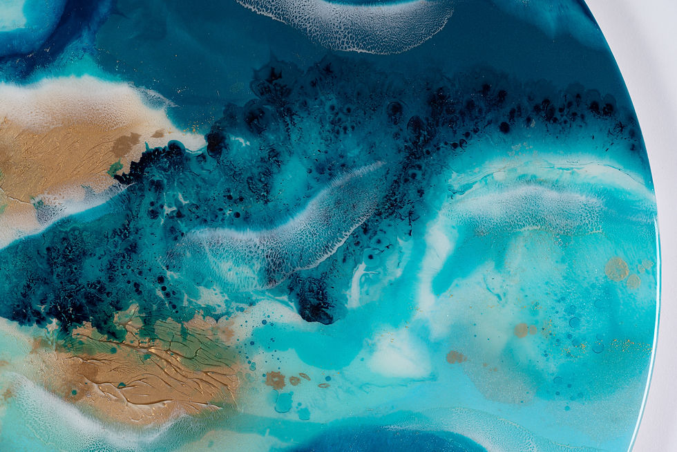 blue round wall art resin seascape