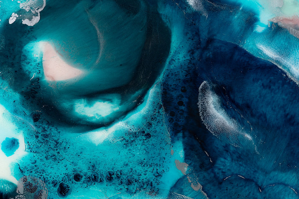 Thumbnail: round resin artwork blue pink silver seascape painting