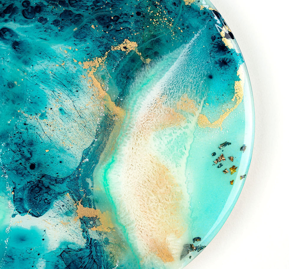 small resin circle painting seascape