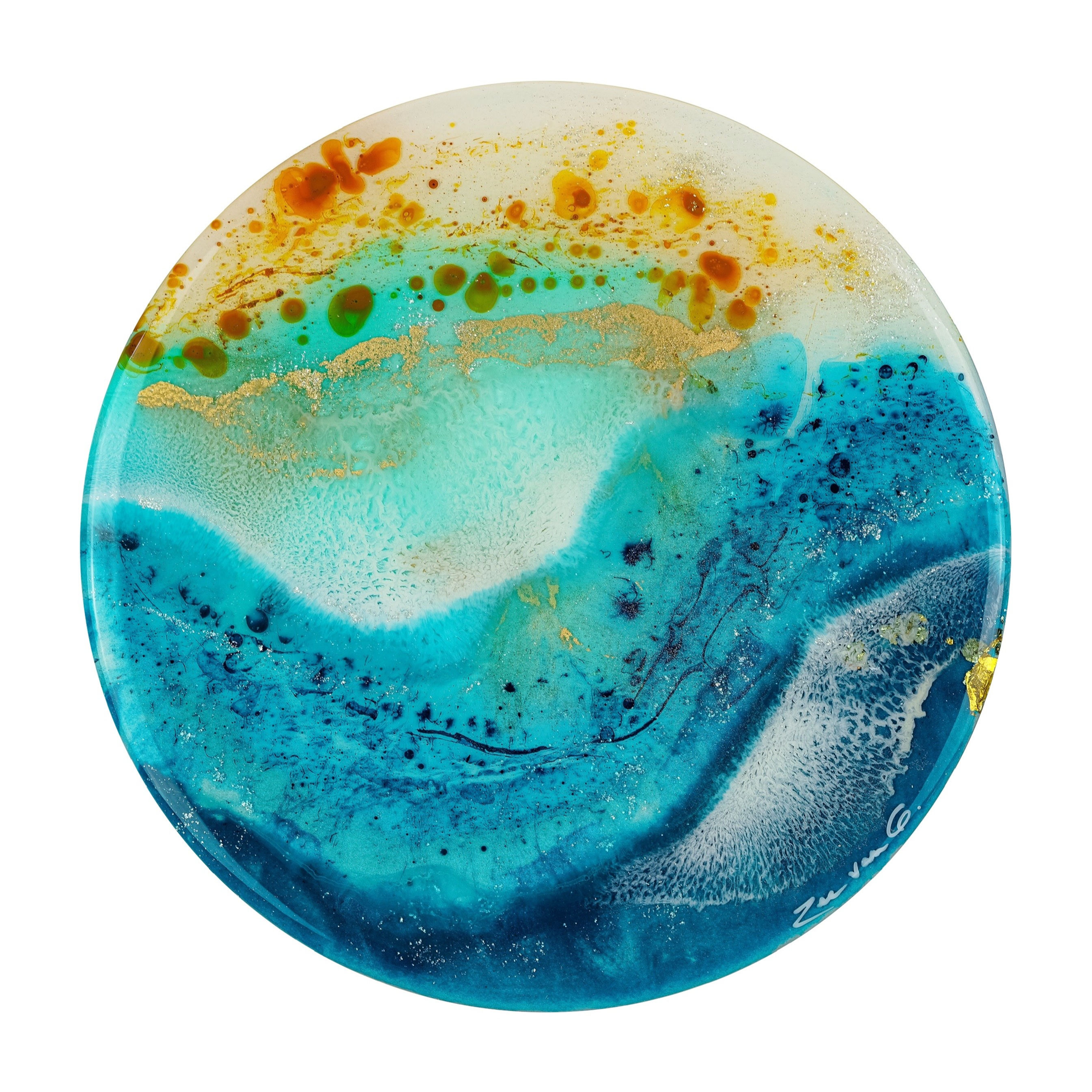 small round wall art ocean