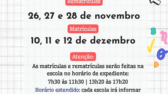 Confira os horário de matrícula e rematrícula na Rede Municipal de Ensino de Não-Me-Toque