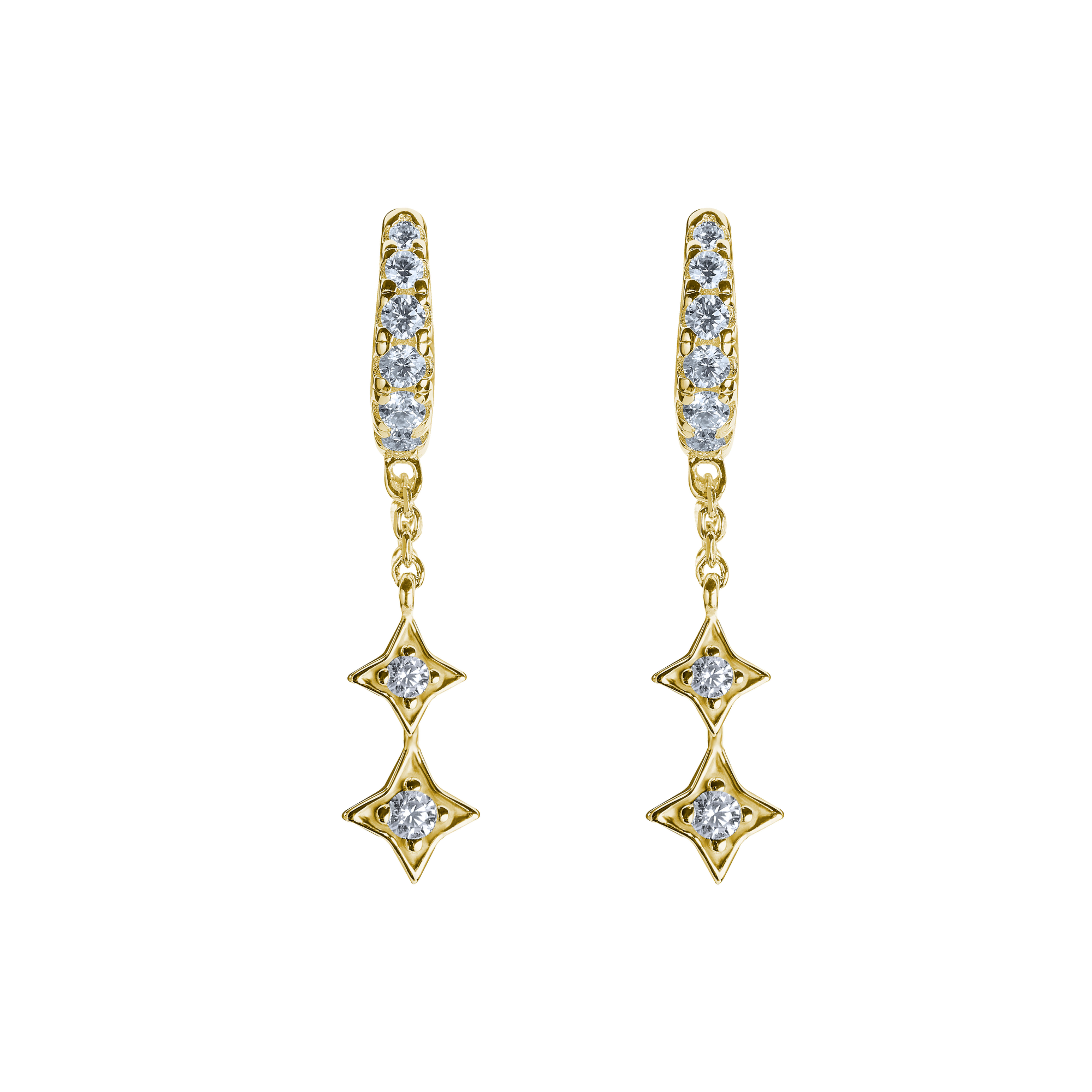 BLOOMTINE | Mini 18K Gold Vermeil Shoot Star Huggies / Earrings | The Perfect Celestial Sparkle