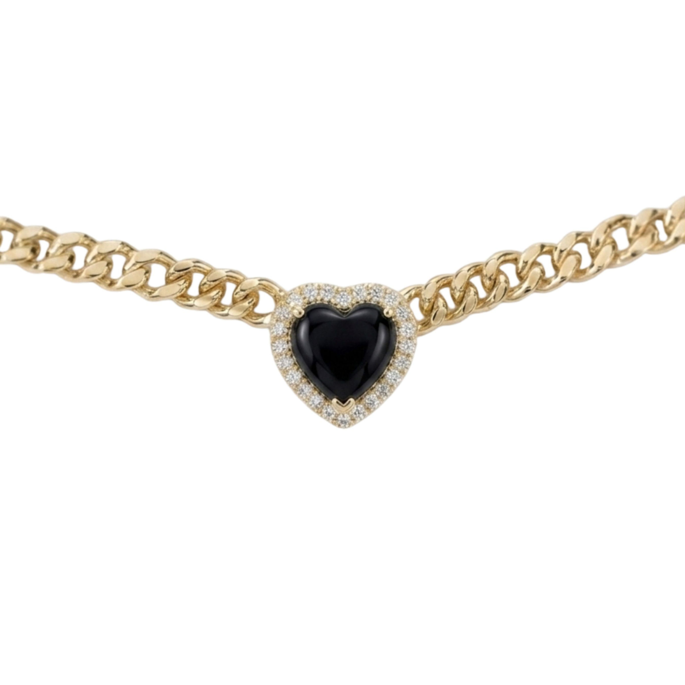 Loves Frequency™ Gold Heart Necklace with Black Onyx | BLOOMTINE