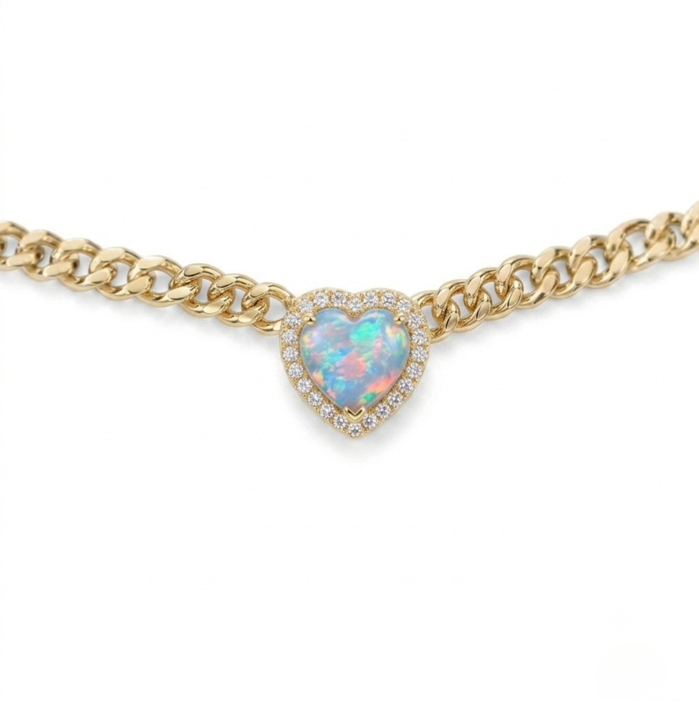 Loves Frequency™ Gold Heart Choker with Blue Fire Opal