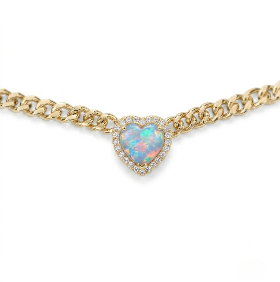 Thumbnail: Loves Frequency™ Gold Heart Choker with Blue Fire Opal