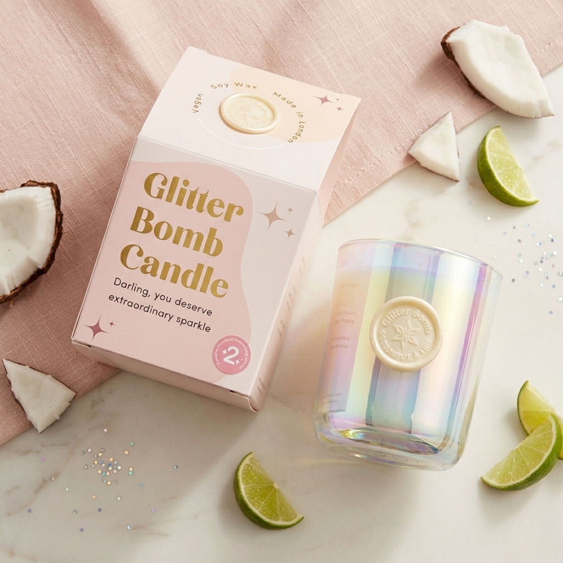 BLOOMTINE | Milky Way Glitter Bomb™ Gift Candle In Coconut, Citrus & Vanilla 280G