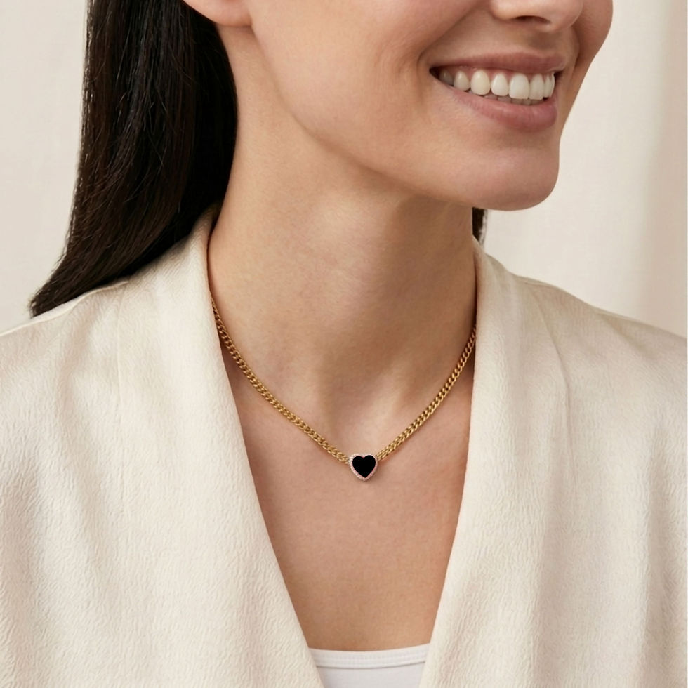 Thumbnail: Loves Frequency™ Gold Heart Necklace with Black Onyx | BLOOMTINE