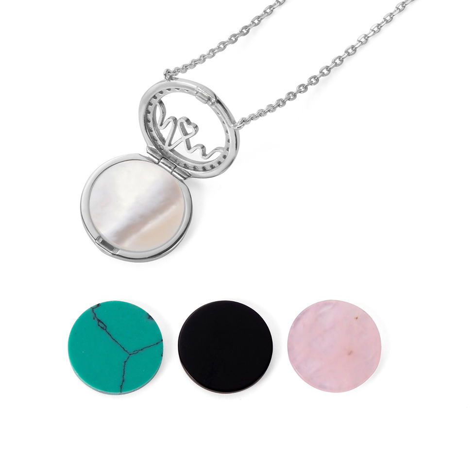 Sterling silver locket necklace with interchangeable stones