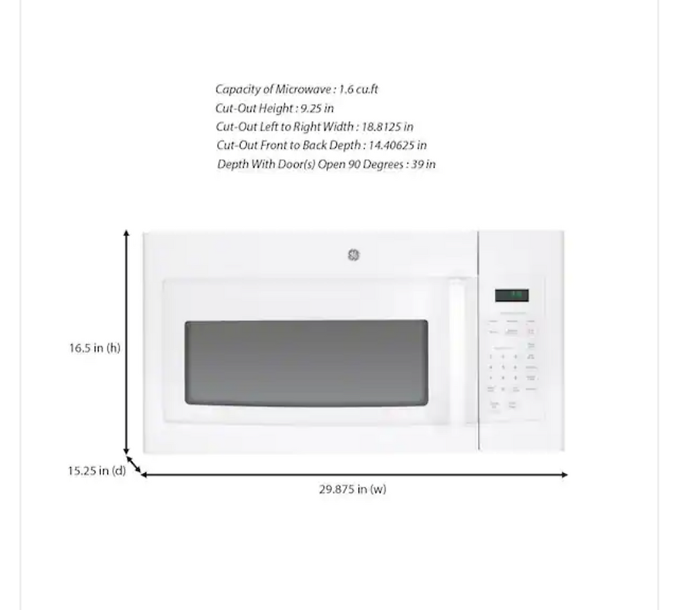 Thumbnail: Over the range 1.6 Cu. Ft. capacity Microwave 