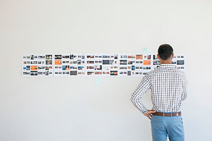 Art director looking at storyboard