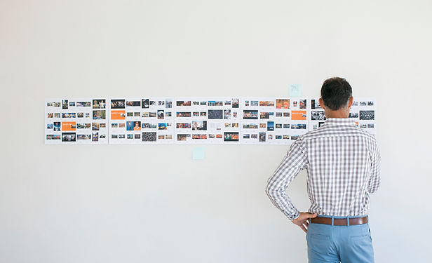 Art director looking at storyboard